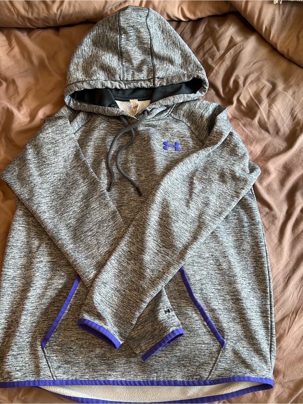 Under Armour Gray Heather Zip Hoodie with Purple Accents